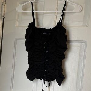 PrettyLittleThing Black Lace-Up Camisole